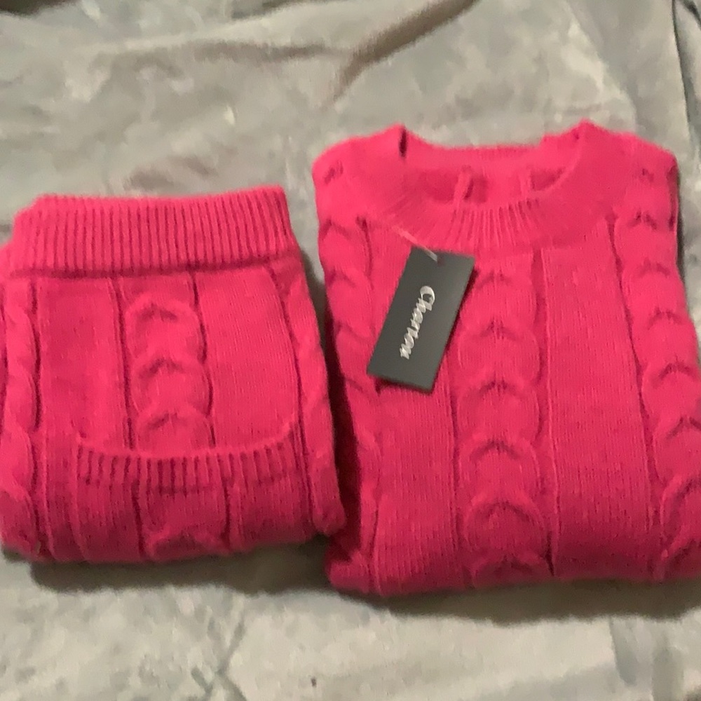 Sold--Cable knit sweater and skirt set buy this one get the yellow one free